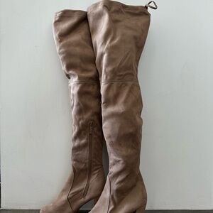 Breckelles Chic Taupe Over-the-Knee Boots